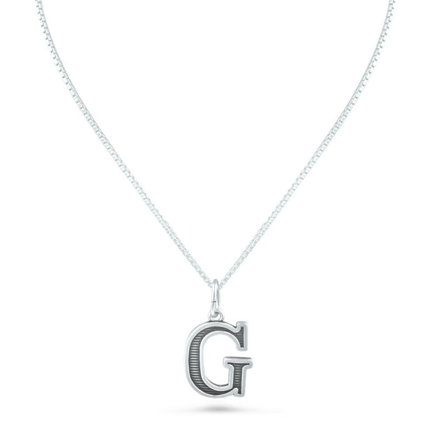 Initial G Necklace Chain Clear Stone Crystal Rhinestone Silver Tone Pendant NEW 